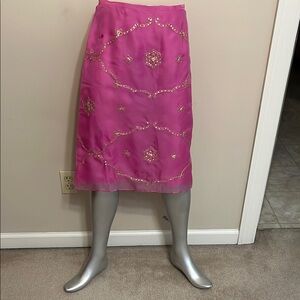 Elegant Pink Embroidered Skirt